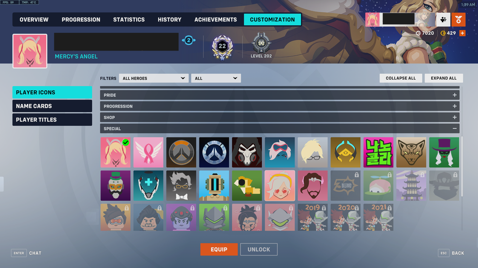 Selling Very Stacked Pink Mercy Account with 117+ Mercy skins