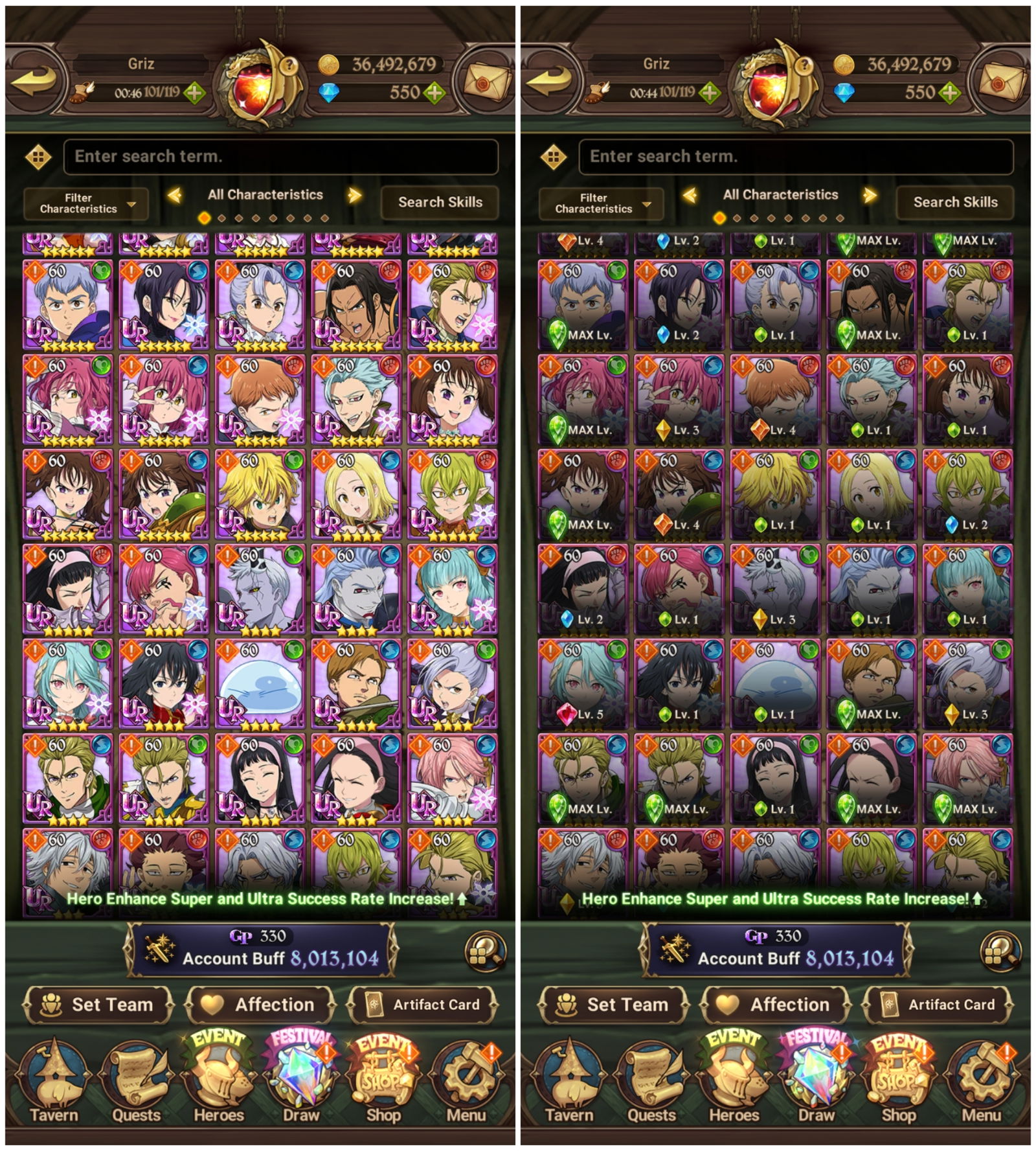 Selling - Global 8,2m 350💎Al fest 5LR Gelda Arthur Gowther AoT Overlord ...