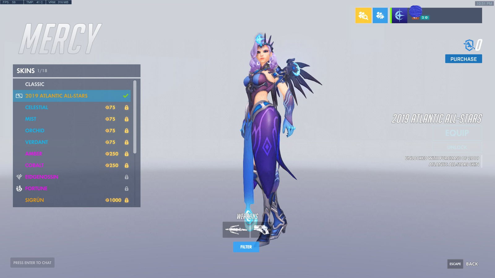 Selling - Atlantic Mercy account | lvl 41 | OWL Skins | Rare skins | -  EpicNPC