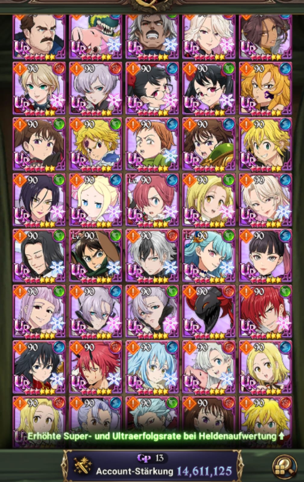 Selling - 7ds 14.6 Mil Seven Deadly Sins Grand Cross Global Account 