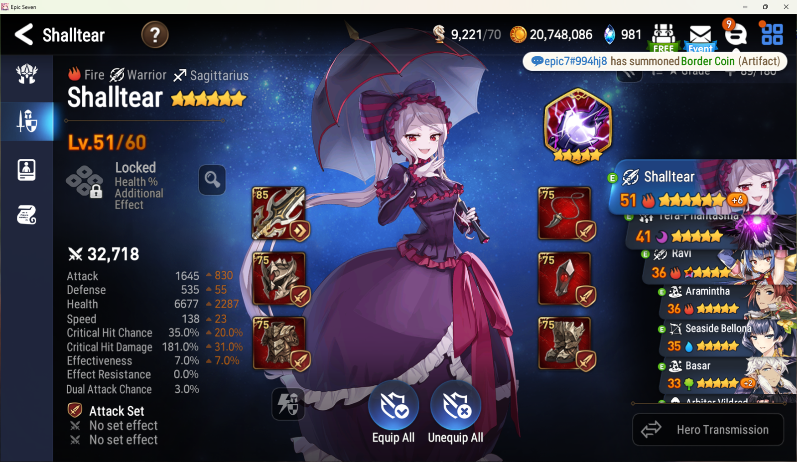 Selling - Global Overlord Collab Shalltear with artifacts 2x + Ram with ...