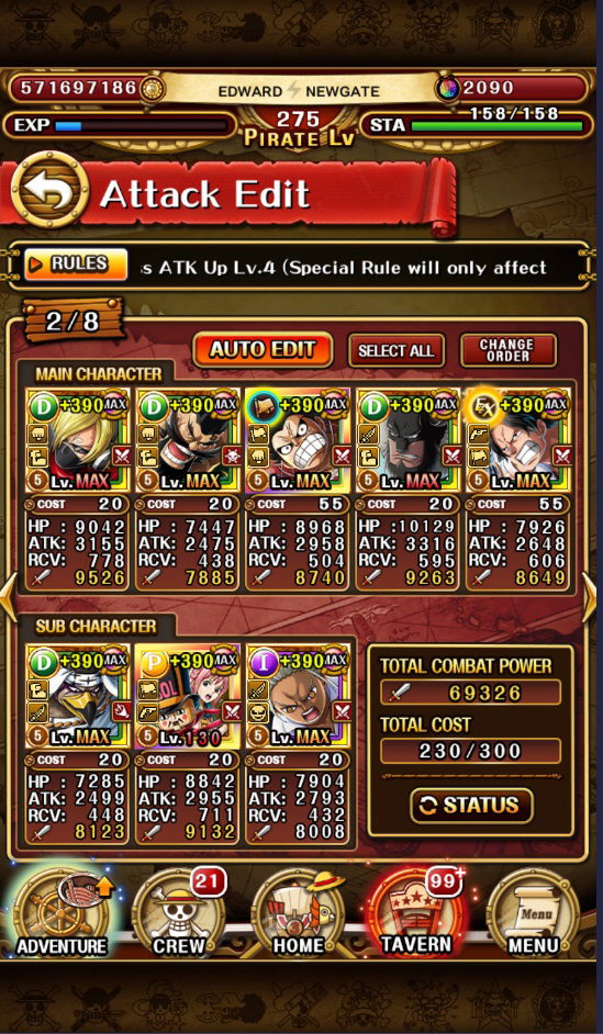 SOLD - CHEAP 1400 💎 full batch Anni Luffy/Kaido 🌈 - G5 Psy- S hawk 182 ...