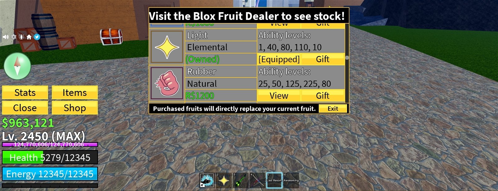 Blox Fruit : MAX Level 2450, Has Perm Ice and Light