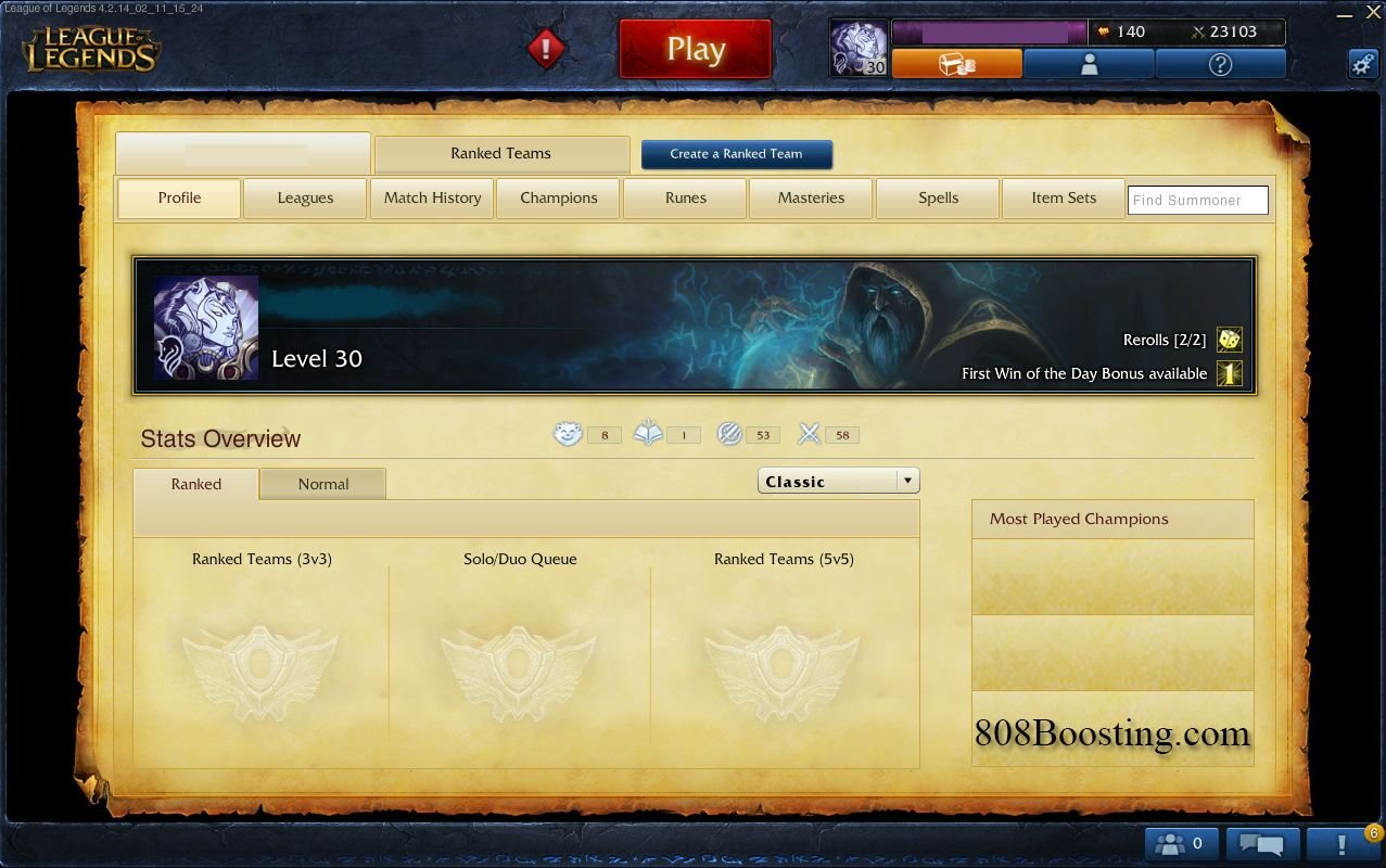 LAN Account LoL - Unranked League of Legends Smurf Level 30
